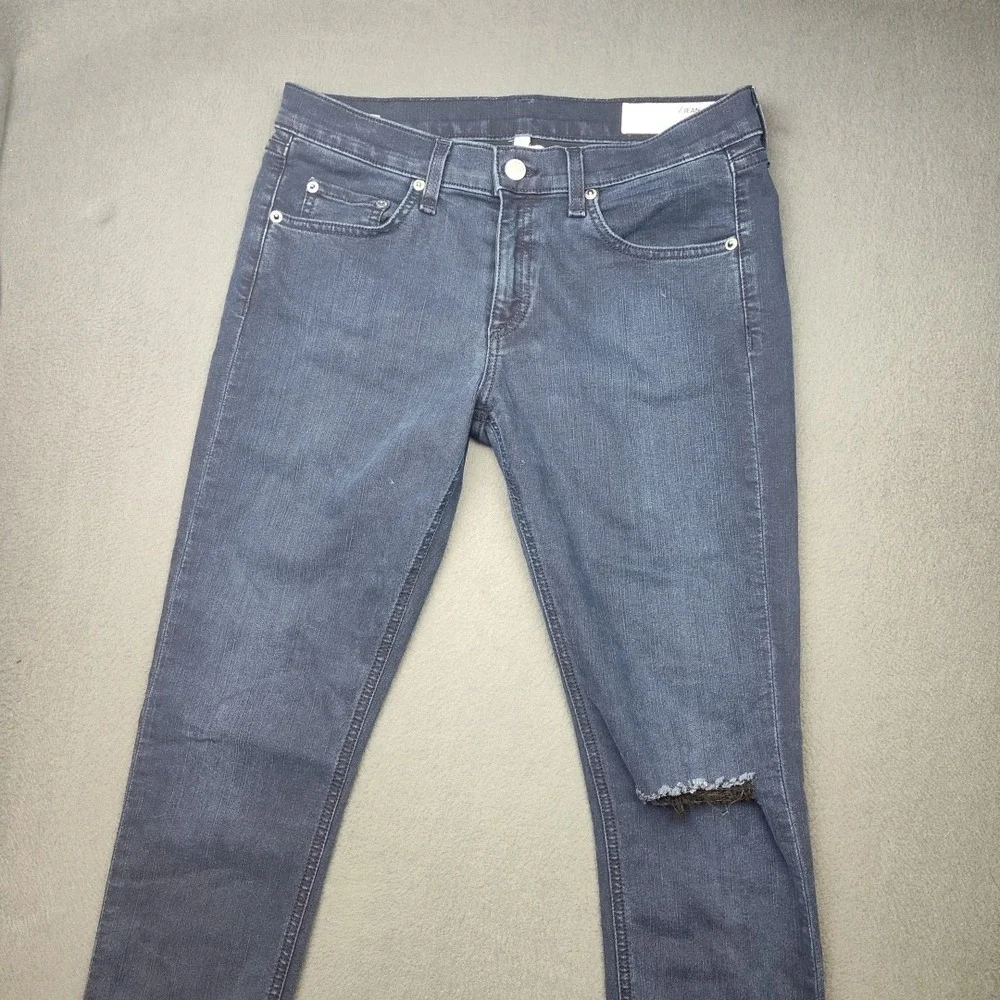 Rag Bone Jeans Womens 29 Blue Skinny Dark Wash Distressed‎ Denim Pants School